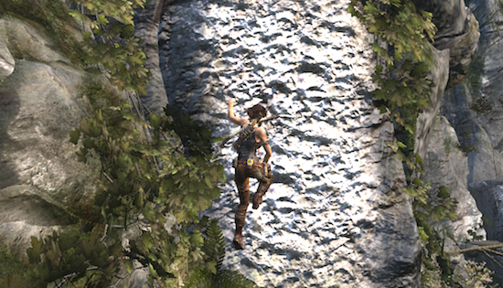 Screenshot einer Klettersequenz aus Tomb Raider (2013)