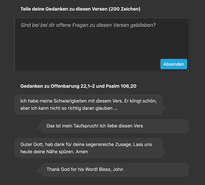 Die "Gedankenspalte" auf devotionalium.com ist gedacht für kurze Anregungen, Gebete und Wünsche.